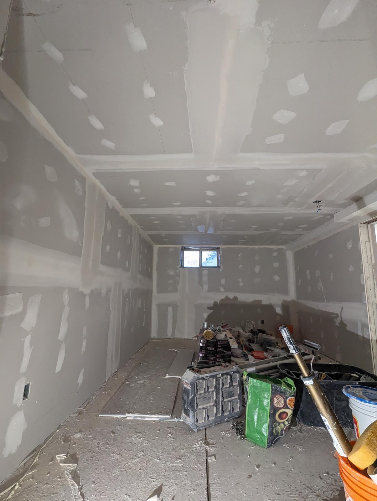 Basement walls and ceiling boarded, taped and sanded, Riverview NB