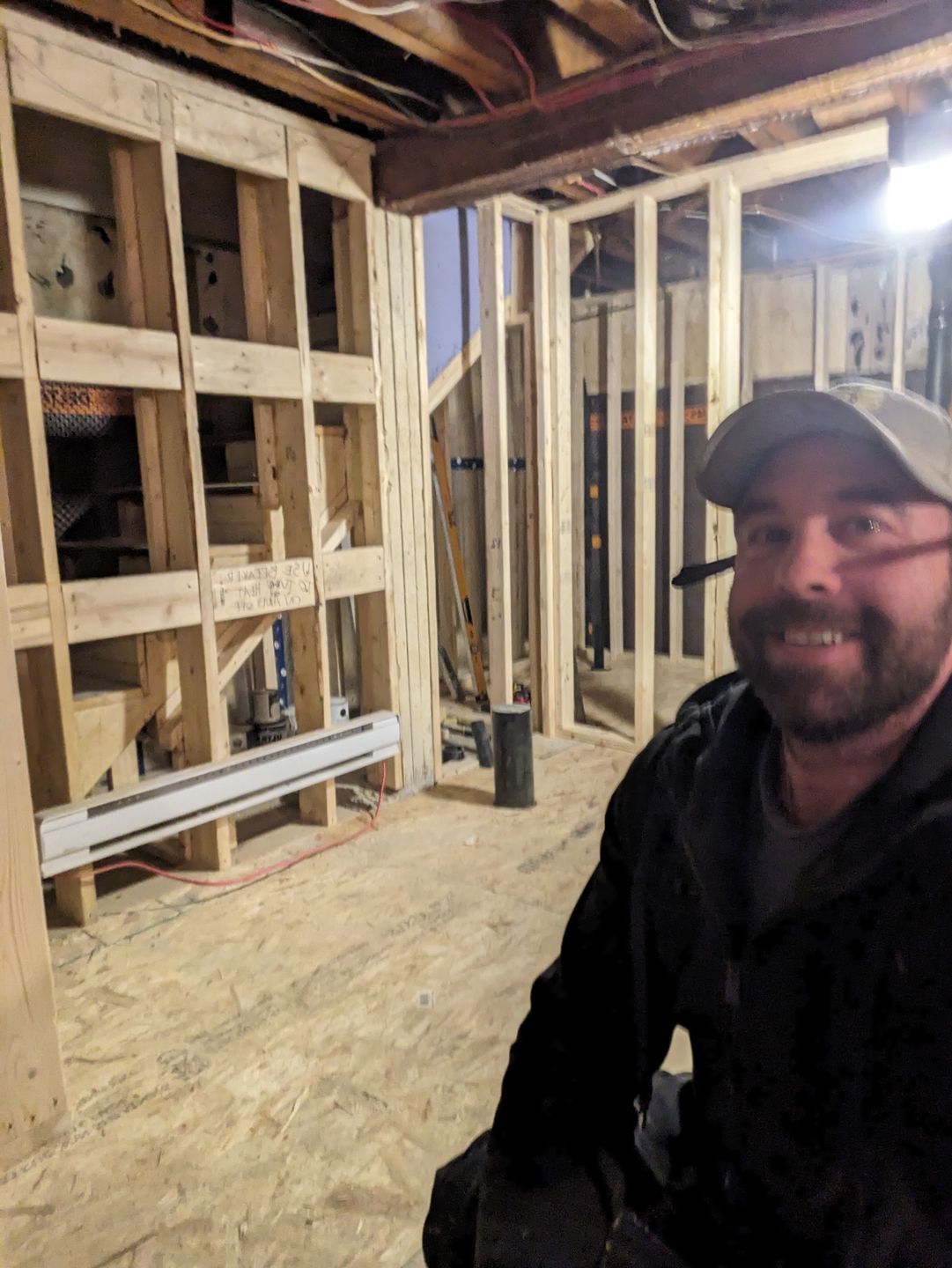 Basement suite at framing stage before the kitchenette went in, Riverview NB