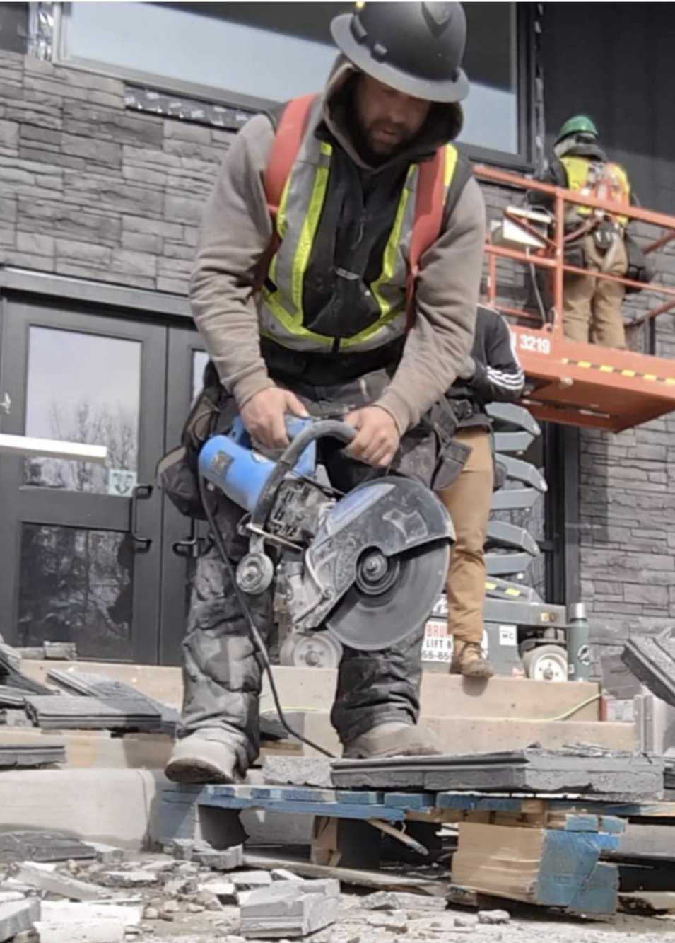 Siding installation from scaffolding, Moncton NB